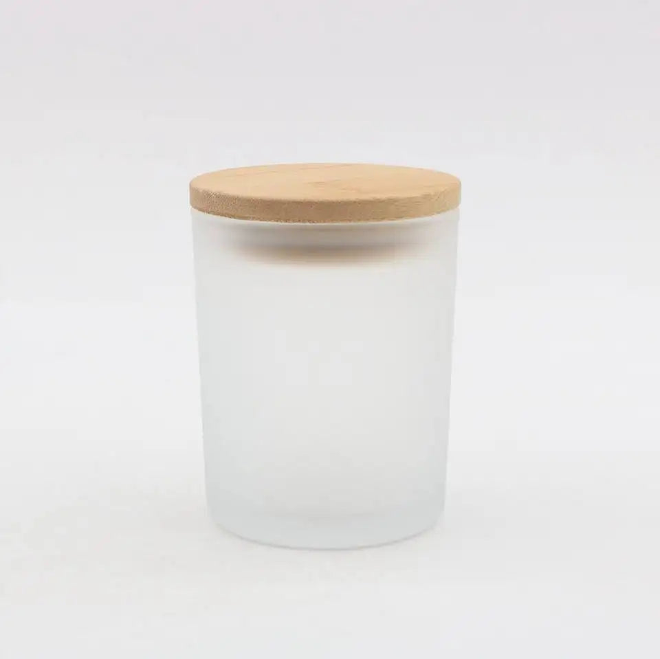 Wholesale Frosted Clear Sublimation Candle Jar Empty Glass Tealight Holder with Bamboo Lid