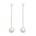 AA00133 Fashion Simple Shiny Big Pearl Earrings Tassel Earrings Simple Temperament Hanging Double Pearls