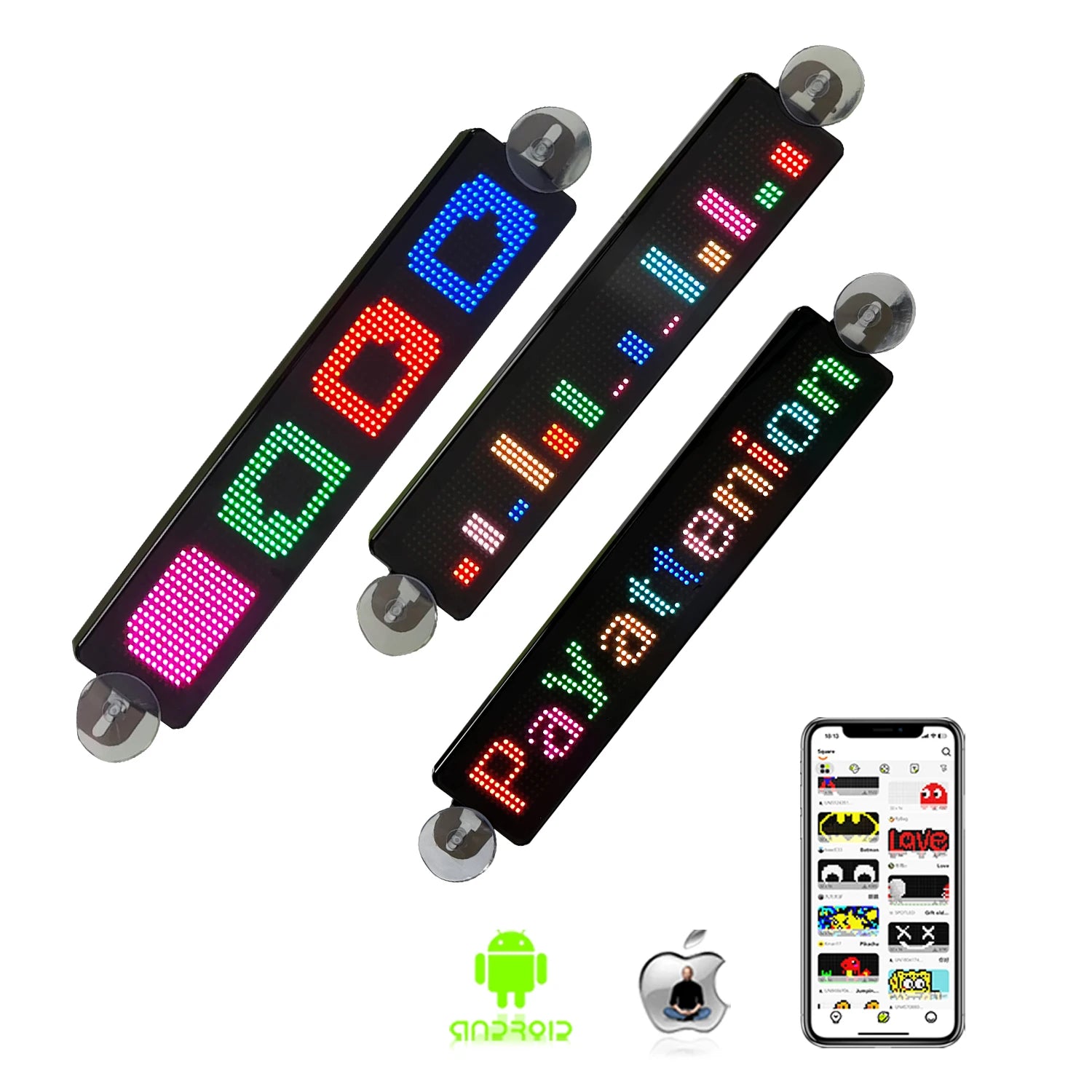 RGB Color Scrolling LED Plate USB 5V Mini LED Message Board for Car Shop Open Hours Advertising APP Programmable LED Sign