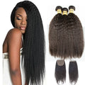 100% Human Raw Cambodian Hair Bundle with Closure Wholesale Price Double Weft Virgin Cuticle Aligned Hair Kinky Straight Bundles