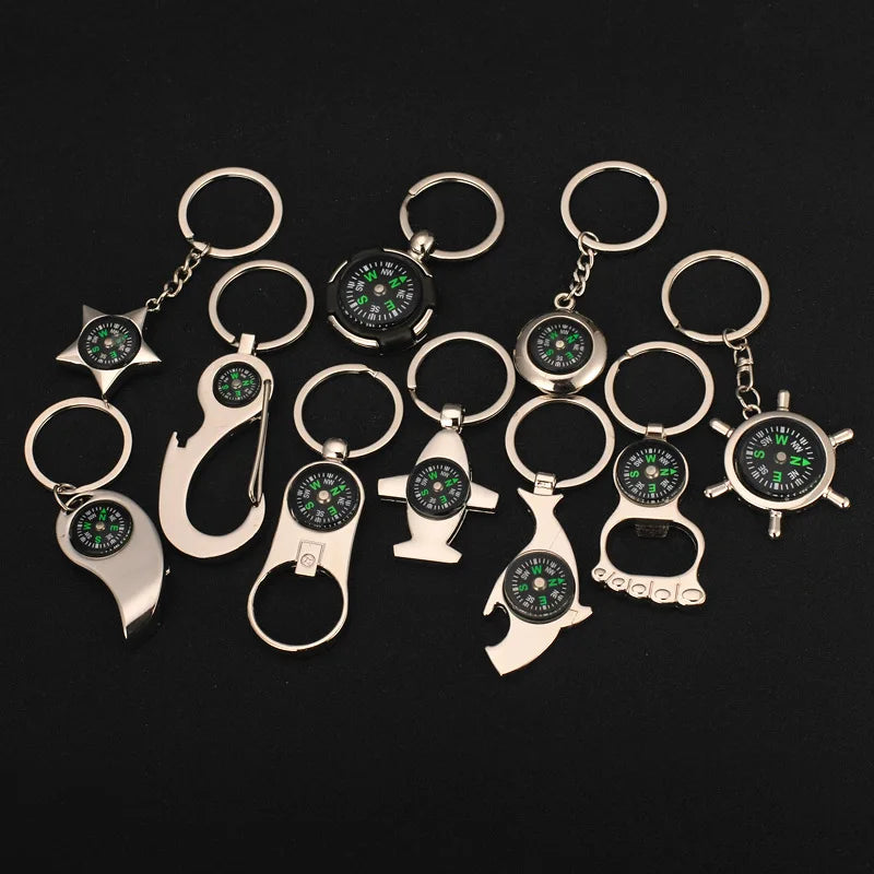 Custom Different Design Compass Hook Clip  Camping  Keychain