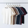 260g Men's Waffle-knit Crew Neck Short-sleeved Top Vintage Loose Fit Solid Color Customizable Direct From the Factory