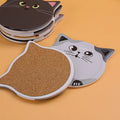 Cute Cat UV Printed Ceramic Coasters with Cork Back Customized Pet Mats & Pads Drinks Absorbent Cat Head Shape Coaster