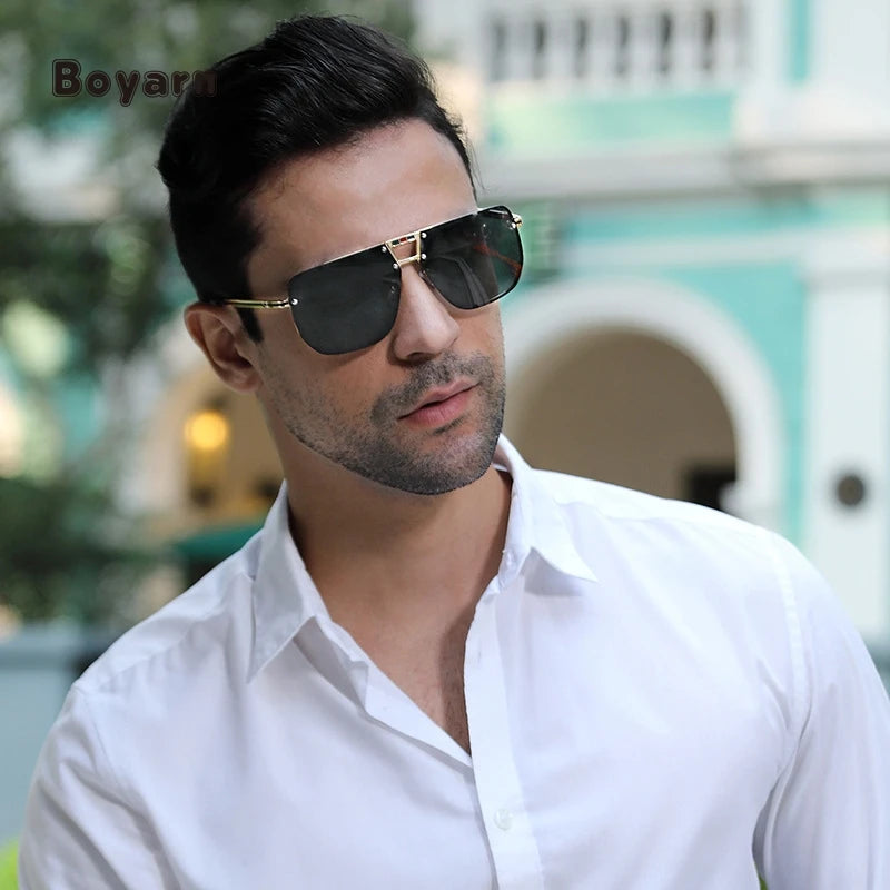 Boyarn Wholesale Rimless Gradient Aviation Gafas Trendy Oversized Women Men Shades Sun Glasses Sunglasses Eyewear