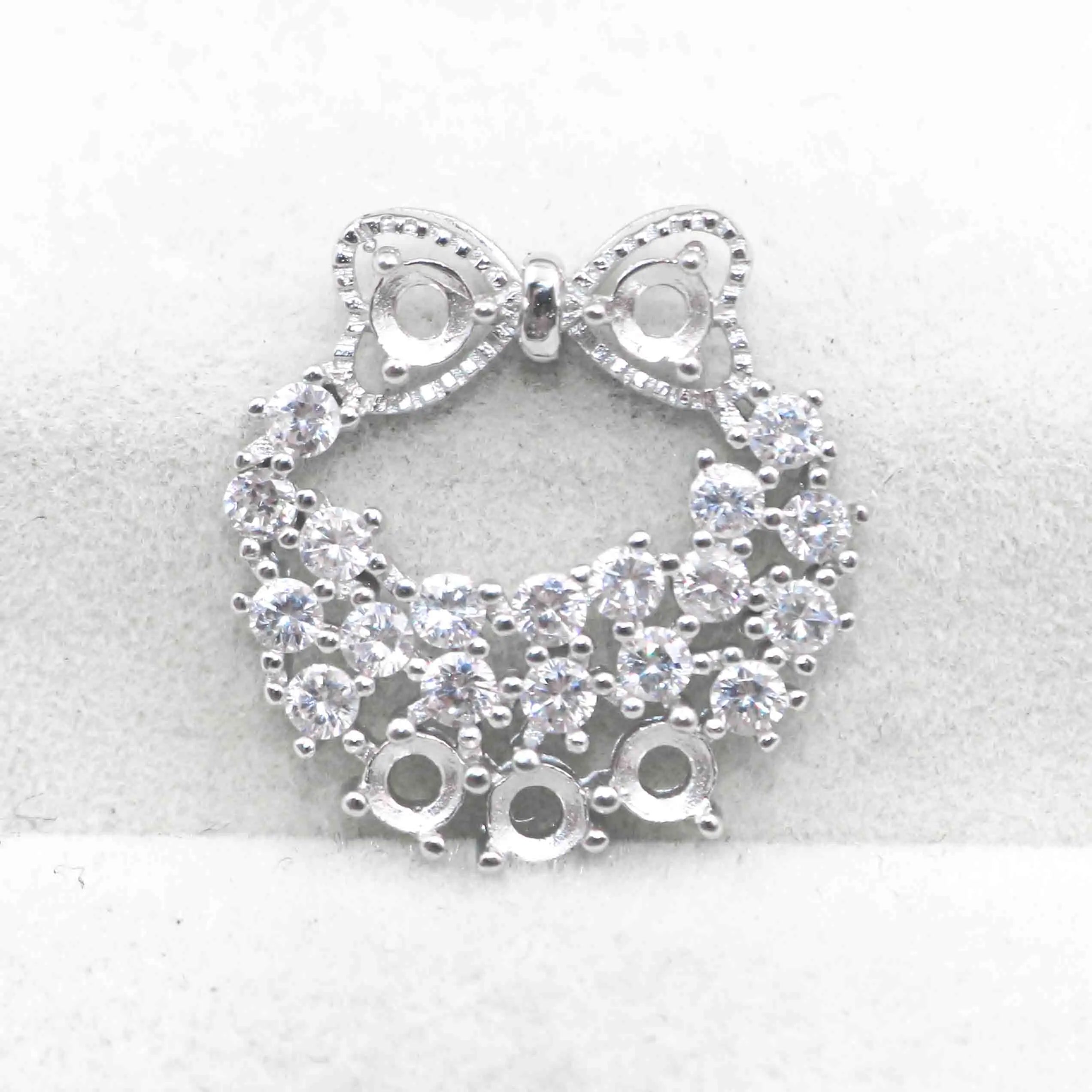 Sterling Silver 3*3mm Semi Mount Pendant Empty Frame Blank Support Setting S925 Base Holder Without Center Stone for DIY Inlay