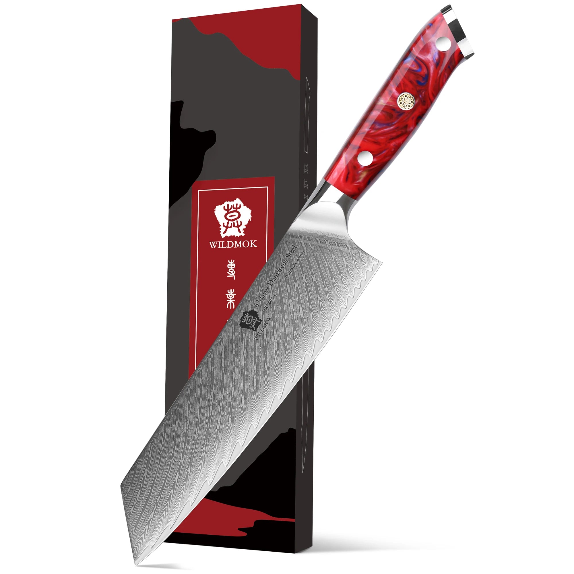 WILDMOK Handmade Chef Knife 67-Layer Damascus Steel Professional Kitchen Kiritsuke Serrated Paring Knife