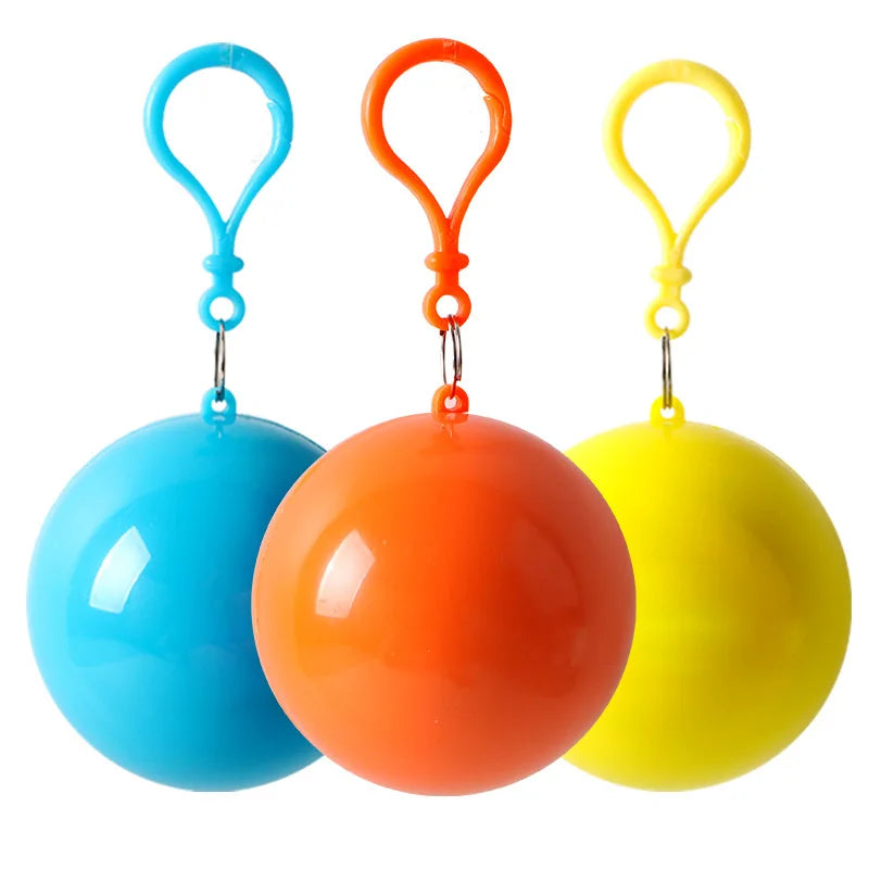 Custom Raincoat Ball Portable Ball Shaped Raincoat with Keychain