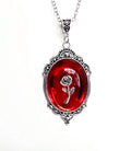 Vintage Gothic Victorian Small Rose White Embossed Necklace Women Necklace