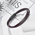 Wholesale Luxury Stainless Steel Trendy Men's Classic Multilayer Braided Leather Fashion Bracelet Black Plated Cross Pattern