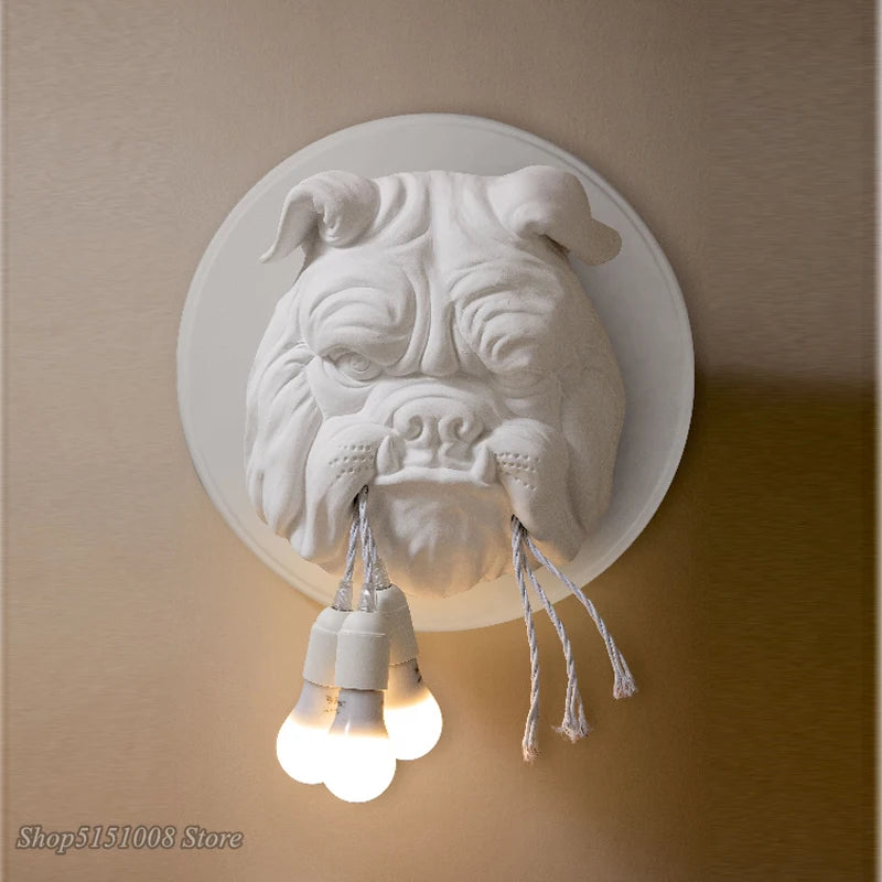 Nordic Animal Dog Wall Lamp Dining Room Study Bedroom Lamp Creative Designer KTV Bulldog Wall Light Home Decor