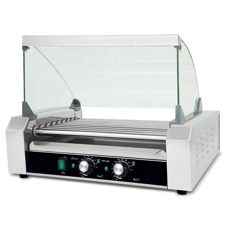 9 Rollers 24 Hotdogs Stainless Steel Heavy Duty Hot Dog Making Machine Commercial Electric Hot Dog Roller Grill