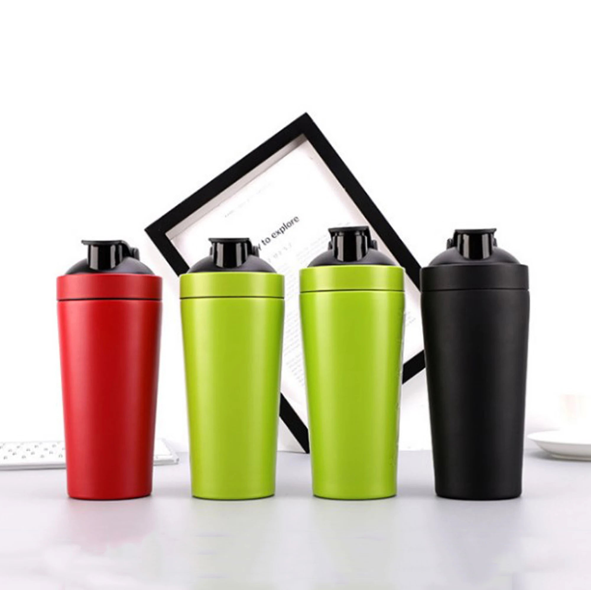 304 Stainless Steel Protein Salt and Pepper Shaker Bottle 500ml Leak-Proof Double Wall Vacuum Insulated Sports Gym Water Bottle