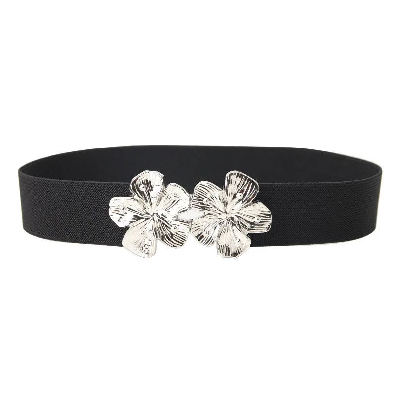 Hot Sale 4cm Woman Elastic Waist Belt with Many Colors Featuring a Durable Copper Buckle