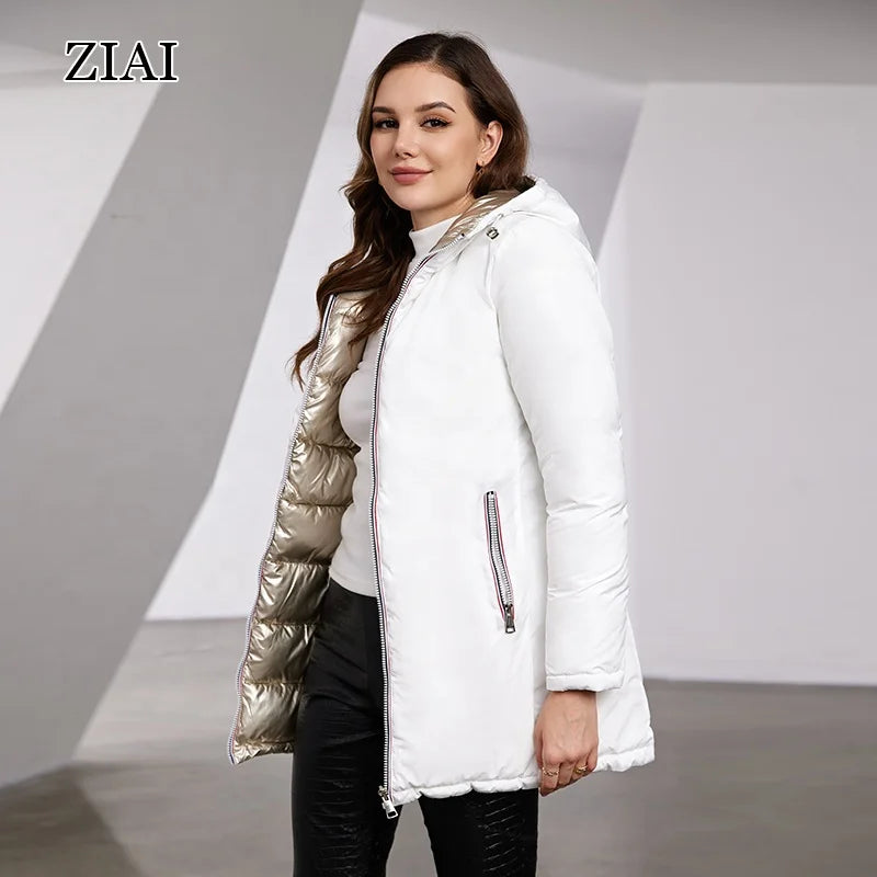 Fashion Warm Shiny Padded Puffer Jacket Black Short Women Quilted Coat Puffer Coat With Big Fur Hood