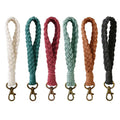 Handmade Factory Macrame Keychain Wristlet Bracelet Country Style Wrist Lanyard Holder with Fruit Dog Panda Patterns