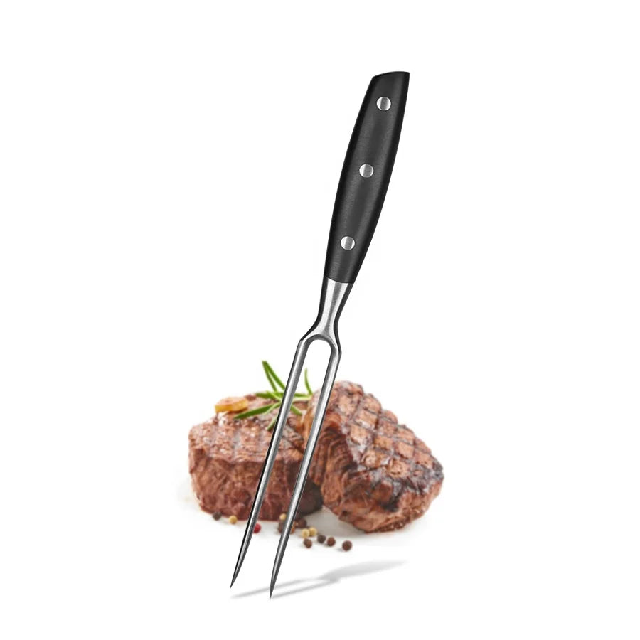 Chicken Tight Roasting Fork Kitchen Grill Roast Tool Utensil 6 Inch Forged Curved Meat Carving Fork