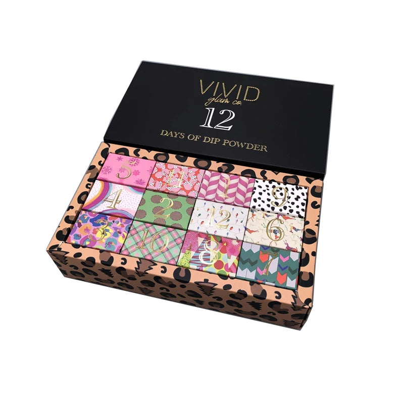Custom Logo 12-Day Advent Calendar Box Paper Gift Box for Cosmetic Packaging with 12 Days of Logo Printing
