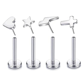 F136 Titanium Punk Korean Fashion Earrings Cross Stud Women Jewelry Studs Small Labret Piercing Lip Ring Internal Thread Earring