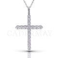 Cadermay Trendy Silver Cross Pendant Necklace with 4.7mm Moissanite Diamond Hip Hop Style Women Men Moissanite Pendant Jewelry