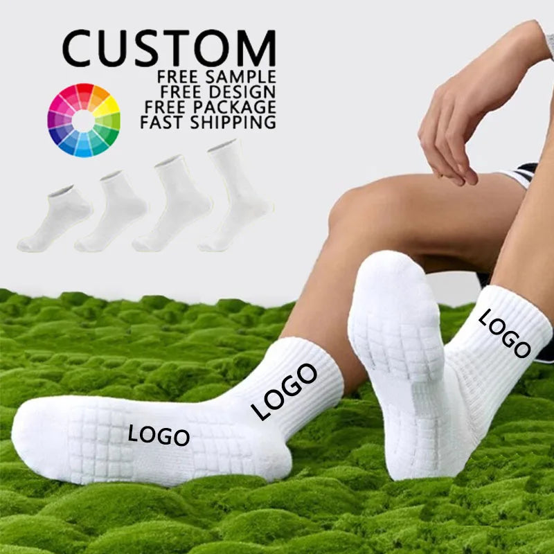 Custom Unisex Striped Embroidered Sports Compression Cotton Socks Bottom Body Letter Athletic Running Ankle Crew Oem Designer