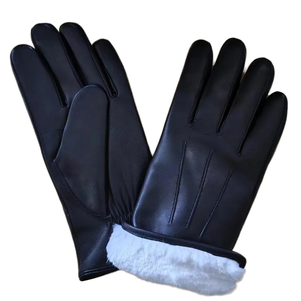 Sample Support Touch Screen Fashions Sheepskin Leather Winter Gloves With Anti Lost Buckle