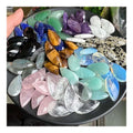 Healing Crystal Rose Quartz Charm Pendant Carved Water Drop Shape Faceted Gem Stone Amethyst Pendant for DIY Jewelry Making
