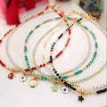 Waterproof Gemstone Round 2-3mm Natural Stone Crystal Beads Stainless Steel 18k Gold Chain Chokers Necklace for Women  Jewelry
