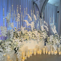 Wholesale Prism 100cm Glass Crystal Vase Clear 3D Laser Engraving Flower Stand Handmade Classical Style for Wedding