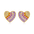 925 Sterling Silver Earrings AAAAA Colorful Zircon Love Heart Shaped Stud Earrings Sweet Design Jewelry for Girls
