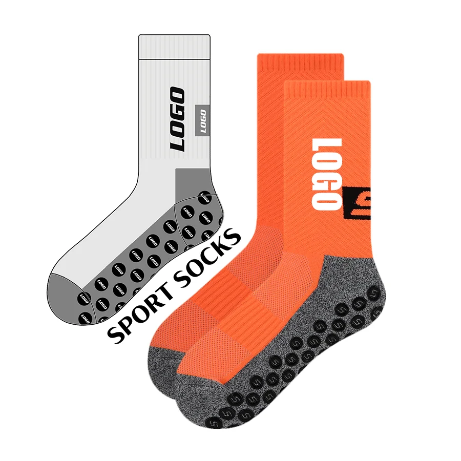 FREE DESIGN & MOCKUP Breathable Athletic Soccer Grip Sock Non Slip Anti-slip Football Mid Calf Customize Non-slip Socks