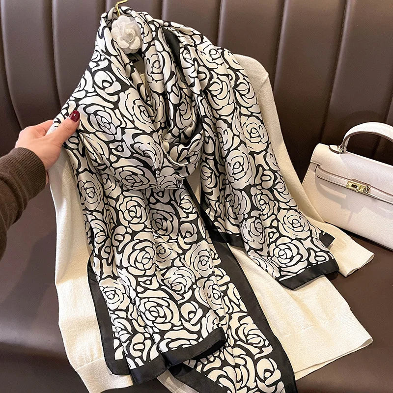 Wholesale 2023 Spring Summer Silk Shawls Women Luxury Designer Foulard Female Scarf Stoles Women's Headscarf Hijab Echarpe Wraps
