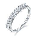 M92B Abiding Fine Jewelry White Gold Oval Moissanite 925 Silver Half Eternity Band Couple Ring for Women Wedding
