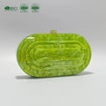 YHJ BSCI Factory Fashion Custom Logo Luxury Party Wedding Designer Women Splicing Acrylic Handbag Clutch Purse Evening Bag