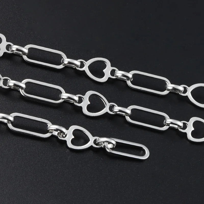 Stainless Steel Oval Sheet Love Chain Fashion DIY Necklace Bracelet Heart-shaped Package Clothing Pendant