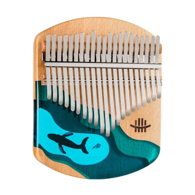 New Plate Kalimba Wooden 21 Key Epoxy Resin Fish Thumb Piano Hluru