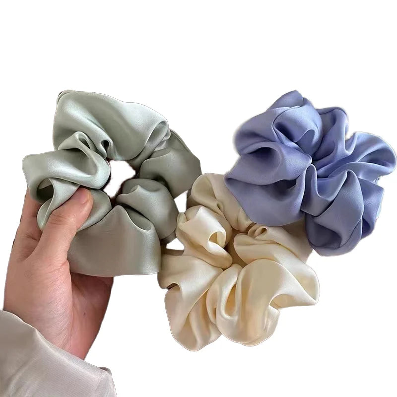 Solid Color High-grade Satin silk Hair Scrunchies Korean Temperament French Hair Scrunchies Hot sale  Hair Accessories