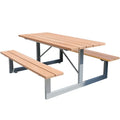 Outdoor Public Commercial WPC Wood Picnic Table with Benches School Outside Restaurant Garden Farmhouse Patio Dining Table
