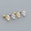 New  925 Sterling Silver Pearl Cz Diamond Screwbacks Stud Earring Jewelry Gold Plated Sterling Silver Stud Earrings for Women