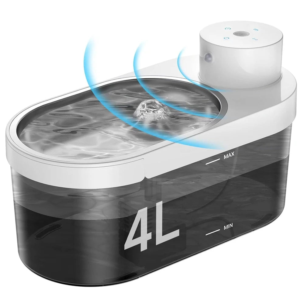 4L Wireless Pet Water Dispenser 4-Layer Filtration With Water Fountain Automatic Stainless Steel Cat Drinking Feeder