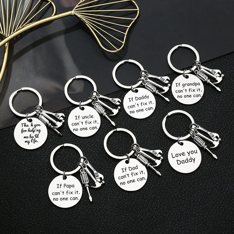Stainless Steel if Dad Daddy Papa Uncle Grandpa Can't Fix It No One Can Keychain Father's Day Gift for Father Key Chain