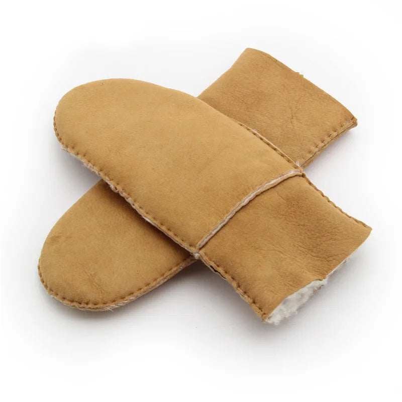 ST-W21 Classic Women's Fashion Thick 100% Genuine Sheepskin Leather Mittens