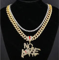 NO LOVE Fashion Hip Hop Necklace Letter Jewelry Multi Layer Necklace for Men