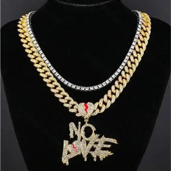 NO LOVE Fashion Hip Hop Necklace Letter Jewelry Multi Layer Necklace for Men