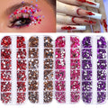 12Grids AB Nail Decoration Mix Size Nail Diamond Flatback Rhinestone Glue Strass Diy Bling Stickers Skin Non Hotfix Crystals