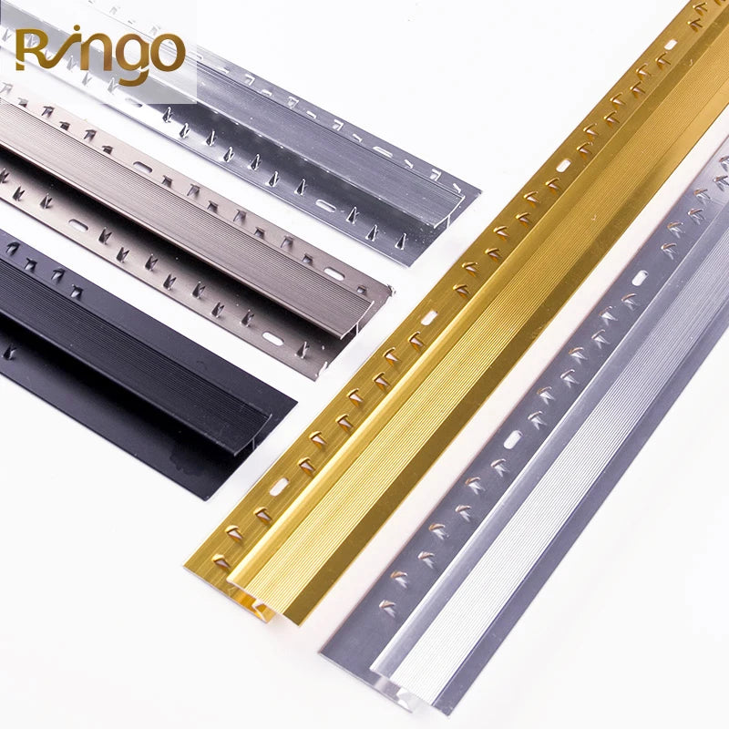 Foshan Ringo Factory Supply Modern Design Decorative Aluminum Carpet Tile Edge Trim Corner Profile Waterproof Accessories