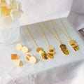 Waterproof 18k Gold PVD Plated Jewelry Simple Fashion Women Pendant Necklace and Earing Studs Stainless Steel Jewelry Set