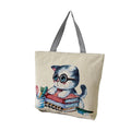 Hot Selling Cute Cat Embroidered Large Capacity Beach Tote Bag with Two Handles Casual Zipper Closure for College Use