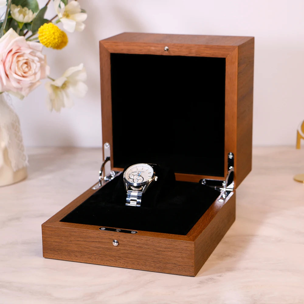 Factory OEM Wood Watch Box Walnut Veneer Outside Durable Wooden Watch Box Luxury