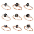 Abiding OEM Factory Direct Sale Rose Gold Plated 925 Sterling Silver Natural Black Rutilated Quartz with White CZ Side Stones