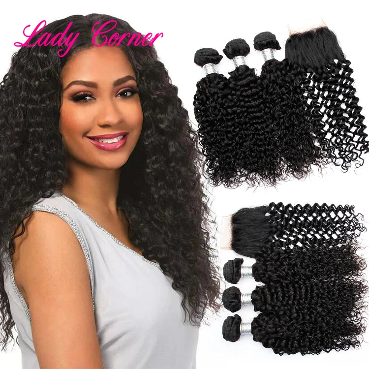 Original Brazilian Kinky Curly Hair Bundles Natural Color Raw Curly ExtensionsJerry Curl Weave Weaving for Black Women